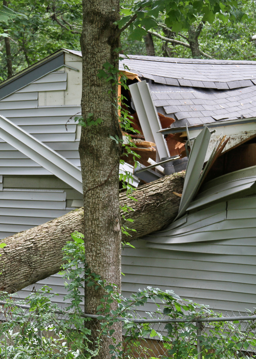 House with storm damage